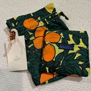 BAGGU NWT Orange Tree Standard Reusable Bag and Orange Tree Drawstring Pouch